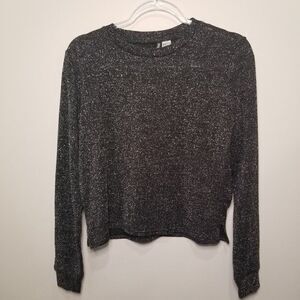 H&M Long Sleeve Sparkly T-shirt Black/Silver XS